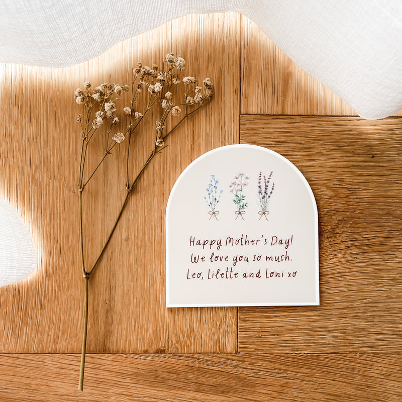 Personalised Arch Fridge Magnet - Wildflower Bunches - White Acrylic