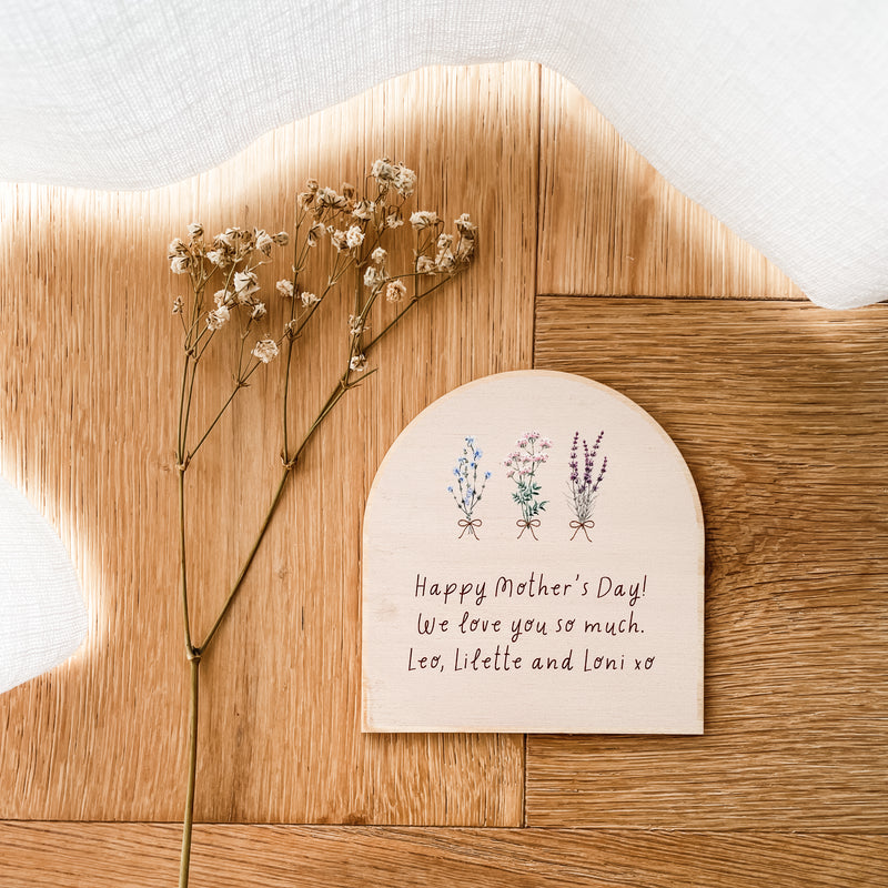 Personalised Arch Fridge Magnet - Wildflower Bunches - Timber