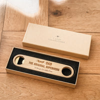 Premium Personalised Bottle Opener - Solid Brass + Maple Wood - Magnetic - Multiple Designs