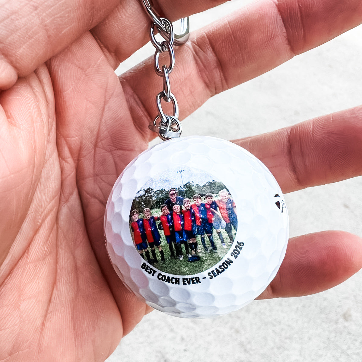 Personalised Golf Ball Keyring - Photo with Message