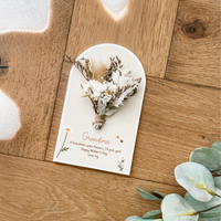 Personalised Arch Plaque with Fridge Magnet + Stand - White Acrylic - Daisy Bouquet