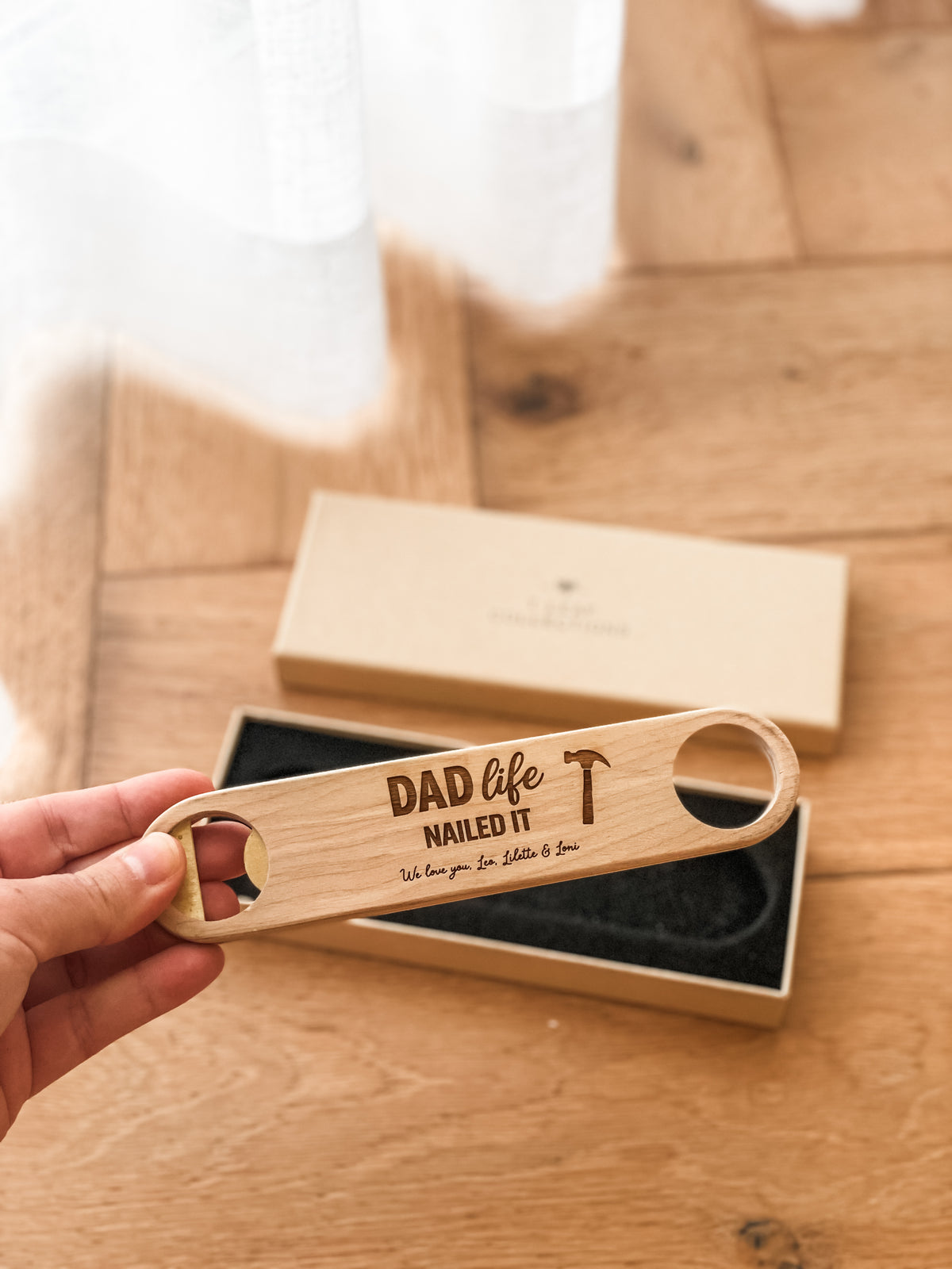 Premium Personalised Bottle Opener - Solid Brass + Maple Wood - Magnetic - Multiple Designs
