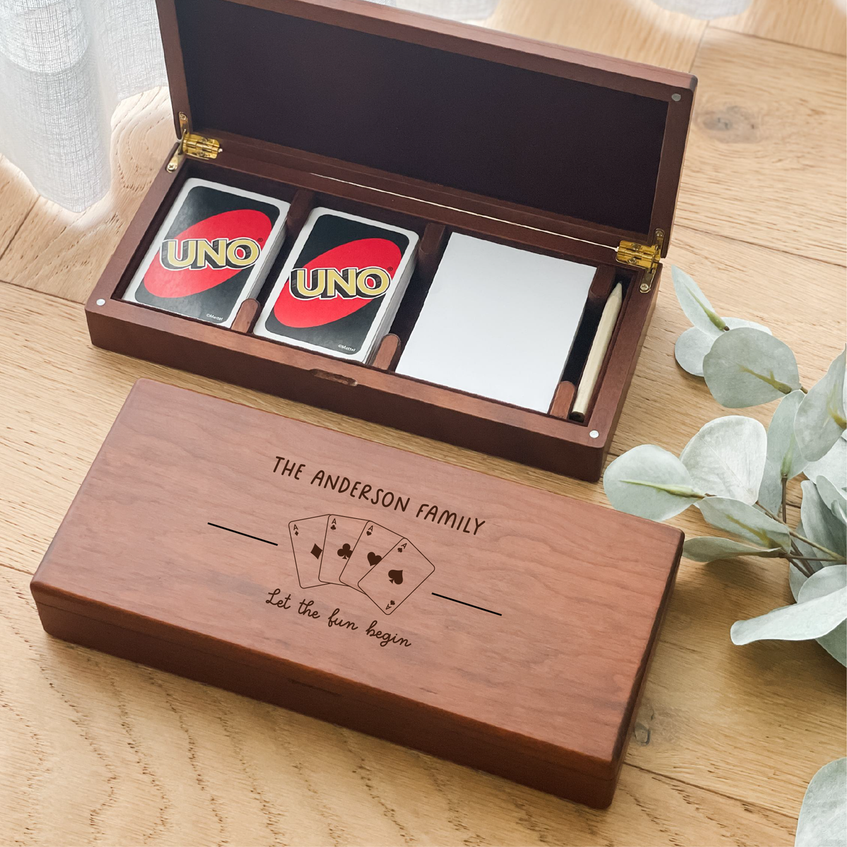 Personalised Wooden Card Game Box - Playing Cards