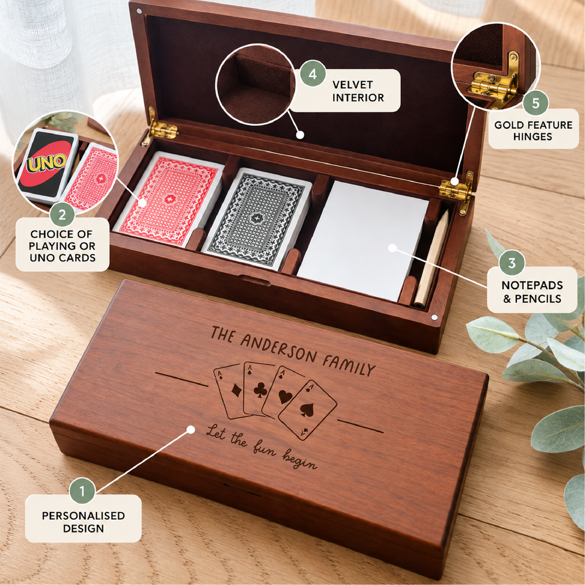 Personalised Wooden Card Game Box - Playing Cards