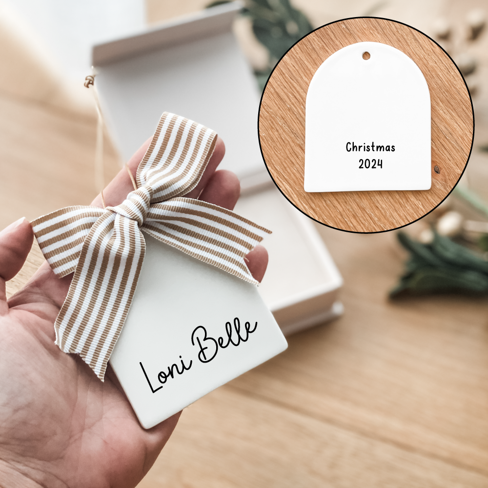 Luxe Christmas Ceramic Decoration + Gift Box - Arch - Double Sided