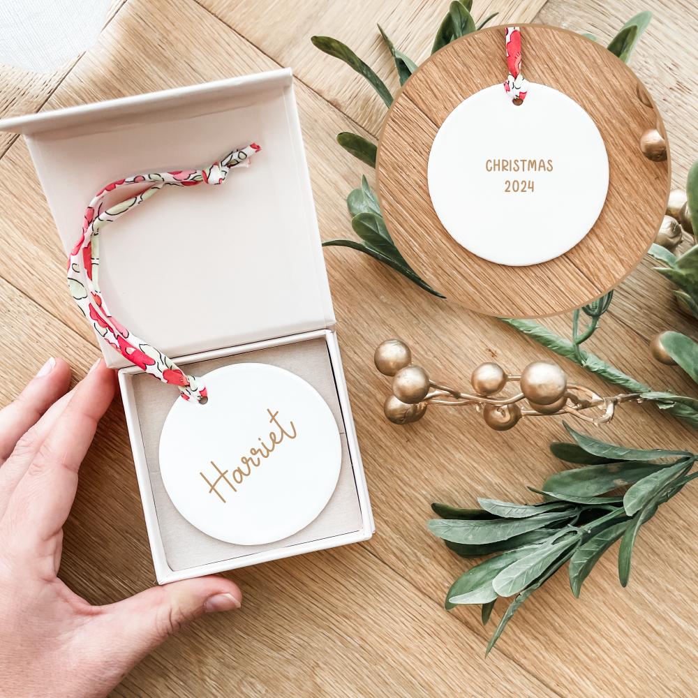 Luxe Christmas Ceramic Decoration + Gift Box - Liberty London - Circle - Double Sided