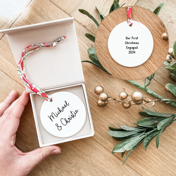 Luxe Christmas Ceramic Decoration + Gift Box - Liberty London - Circle - Double Sided