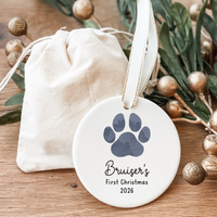 Classic Christmas Ceramic Decoration - Circle - Paw Pets