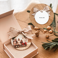 Luxe Christmas Ceramic Decoration + Gift Box - Photo Circle - Double Sided