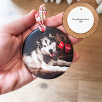 Luxe Christmas Ceramic Decoration + Gift Box - Liberty London - Photo Circle - Double Sided - Pets