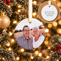 Classic Christmas Ceramic Decoration - Circle - Photo - Double Sided - In Memory