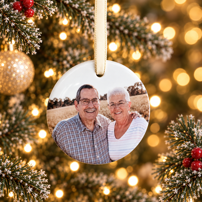 Classic Christmas Ceramic Decoration - Circle - Photo