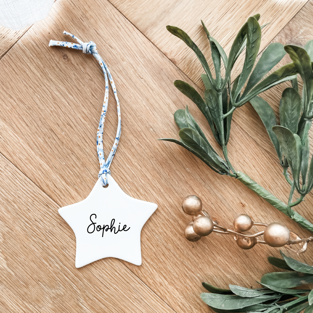 Luxe Christmas Ceramic Decoration + Gift Box - Liberty London - Star - Double Sided