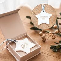 Luxe Christmas Ceramic Decoration + Gift Box - Liberty London - Star - Double Sided