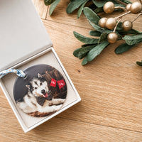 Luxe Christmas Ceramic Decoration + Gift Box - Liberty London - Photo Circle - Double Sided - Pets