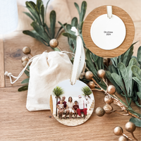 Classic Christmas Ceramic Decoration - Circle - Photo - Double Sided