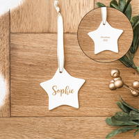 Classic Christmas Ceramic Decoration - Star - Double Sided