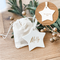 Classic Christmas Ceramic Decoration - Star - Double Sided