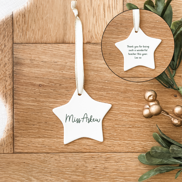 Classic Christmas Ceramic Decoration - Star - Double Sided