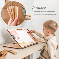 Personalised A4 Drawing/Slant Boards + Personalised Pencil Duo - Colouring Pencils