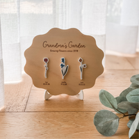 Personalised Flower Garden Wave Plaque with Fridge Magnet + Stand