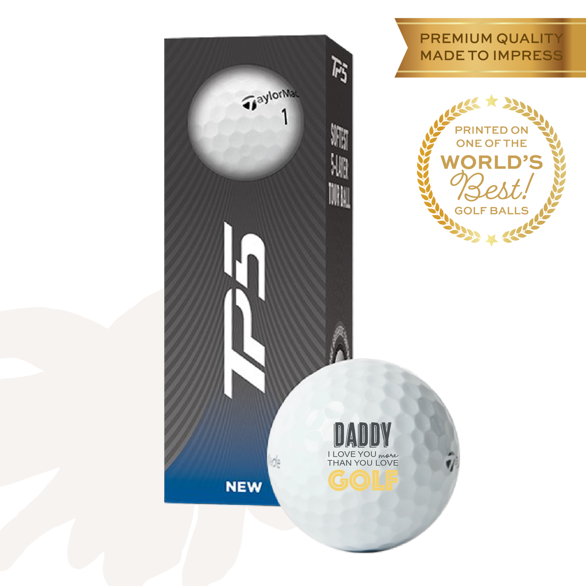 Personalised 'I love you more than golf' golf balls, set of 3 – Father's Day gift