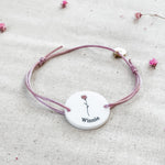 Personalised Bracelet - Birth Blossoms + Name - White Acrylic