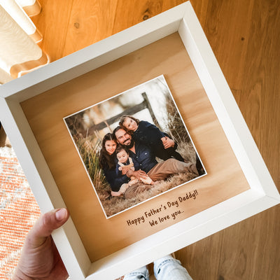 Personalised etched timber photo frame with single printed photo
