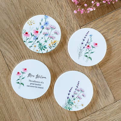 Set of 4 white Acrylic Magnets - fridge - Teachers