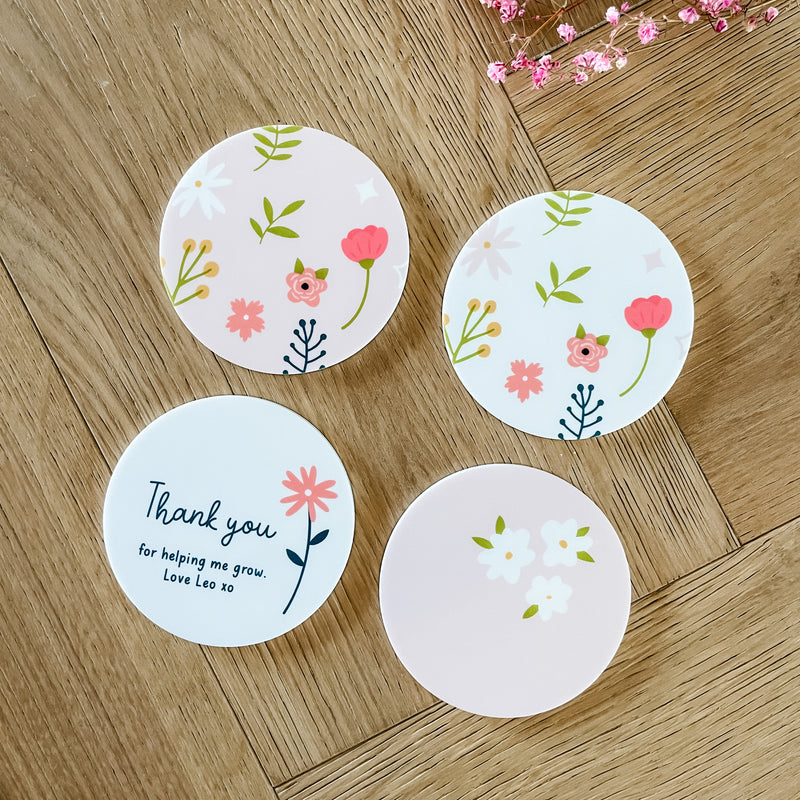 Personalised Fridge Magnets - Set of 4 - Charming Flowers