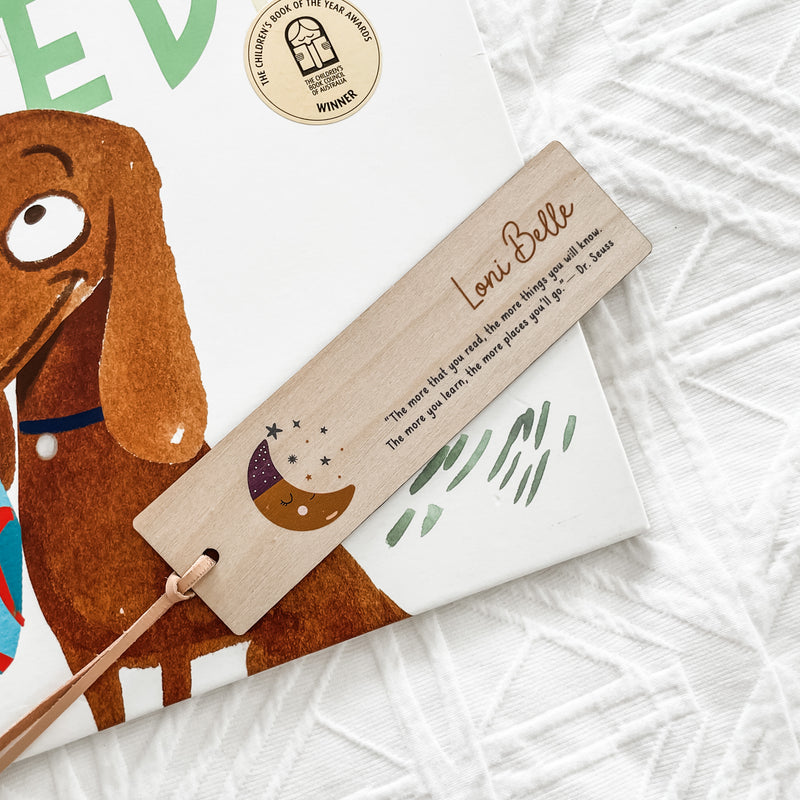 Personalised Timber Bookmarks - Moon