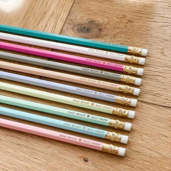 Personalised set of Pencils Multicolours - For Teacher Gifting - Choose your own saying - Appreciation Gifts