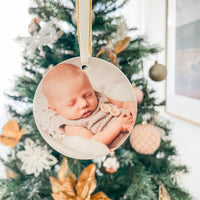 Classic Christmas Ceramic Decoration - Circle - Photo - Double Sided