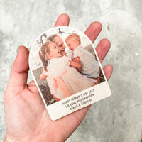 Personalised Photo Arch Fridge Magnet - Timber