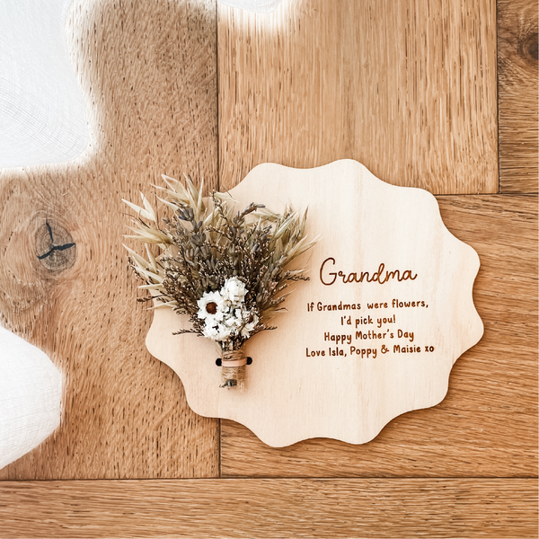 Personalised Etched Wave Plaque with Fridge Magnet + Stand - Lavender Bouquet