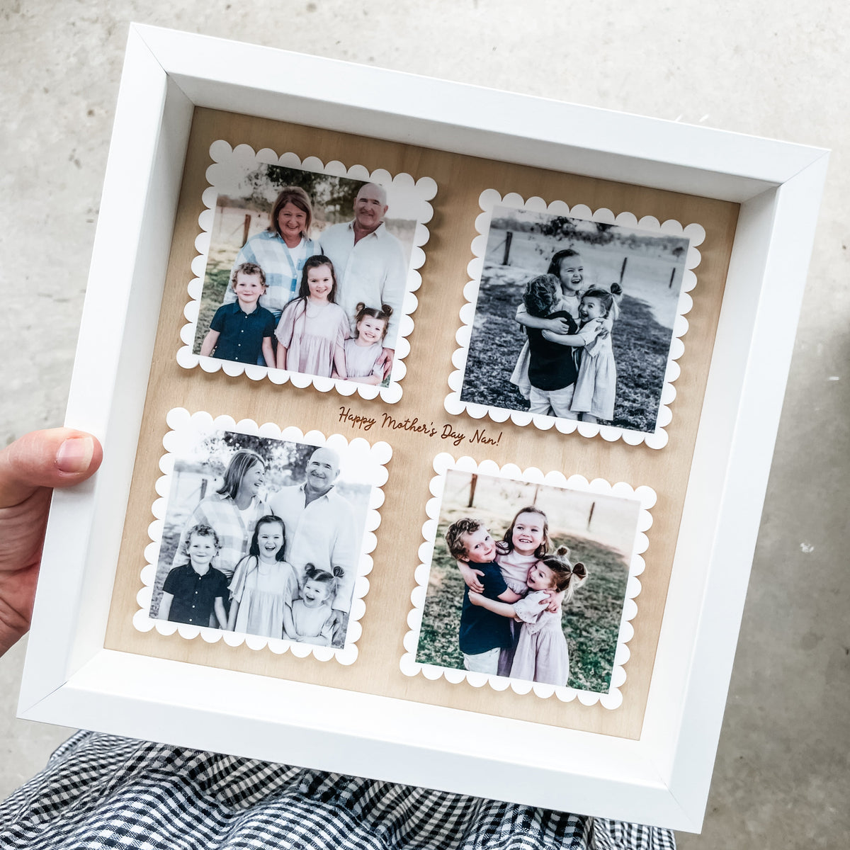 Etched Timber Photo Frame - Set of 4 Scallop Photo Print