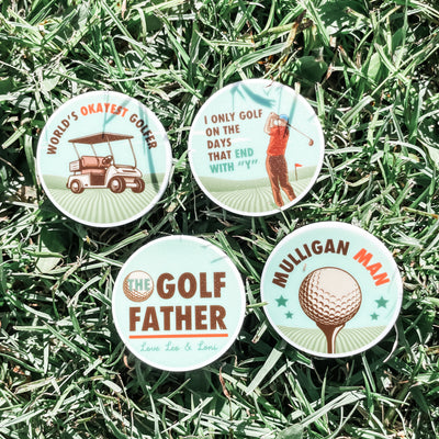 Personalised Golf Ball Markers - Set of 4 - Retro
