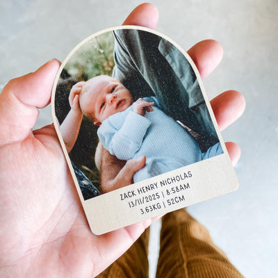Personalised Photo Arch Fridge Magnet - Timber