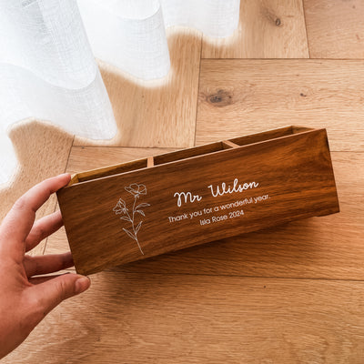 Personalised Wooden Pencil Holder - Teacher Appreciation Gift