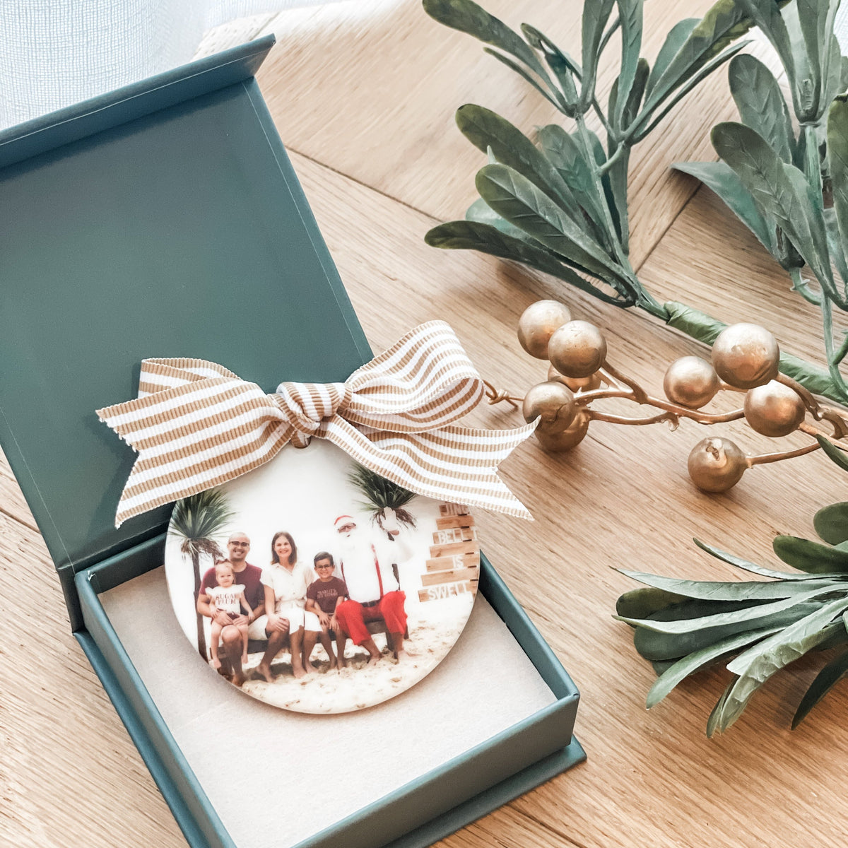 Luxe Christmas Ceramic Decoration + Gift Box - Photo Circle - Double Sided