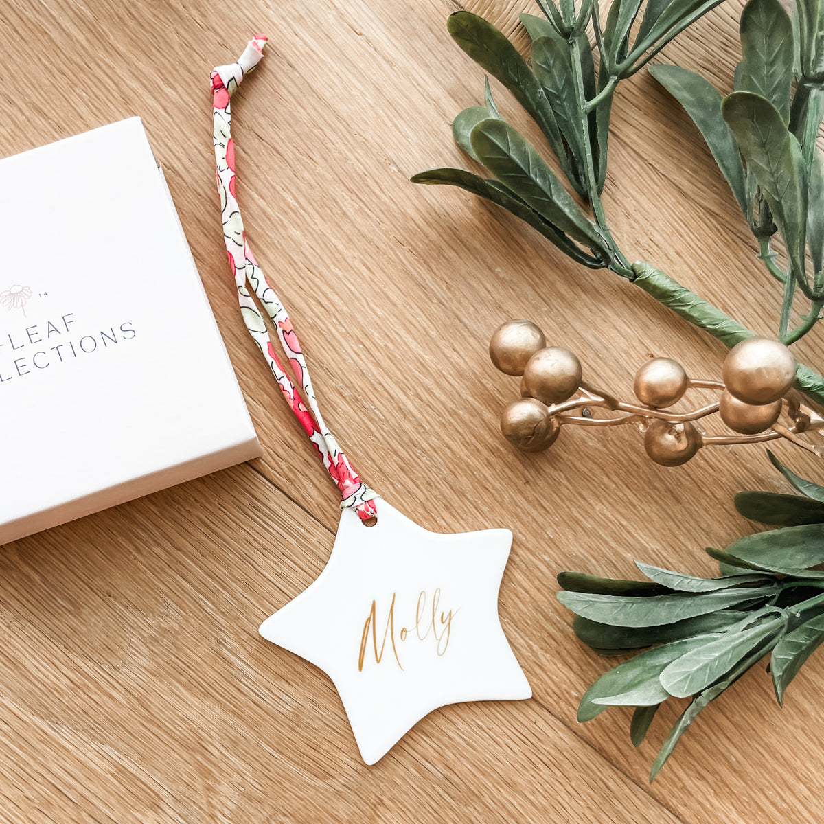 Luxe Christmas Ceramic Decoration + Gift Box - Liberty London - Star - Double Sided