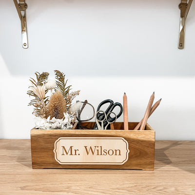 Styled Teacher Gift Personalised wooden Pencil Holder