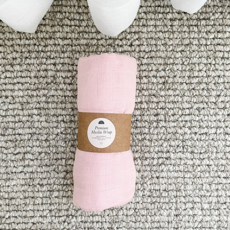 Organic Muslin Wrap Swaddle - Pink