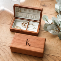 Personalised Wooden Jewellery Box - Floral Letter - Etched