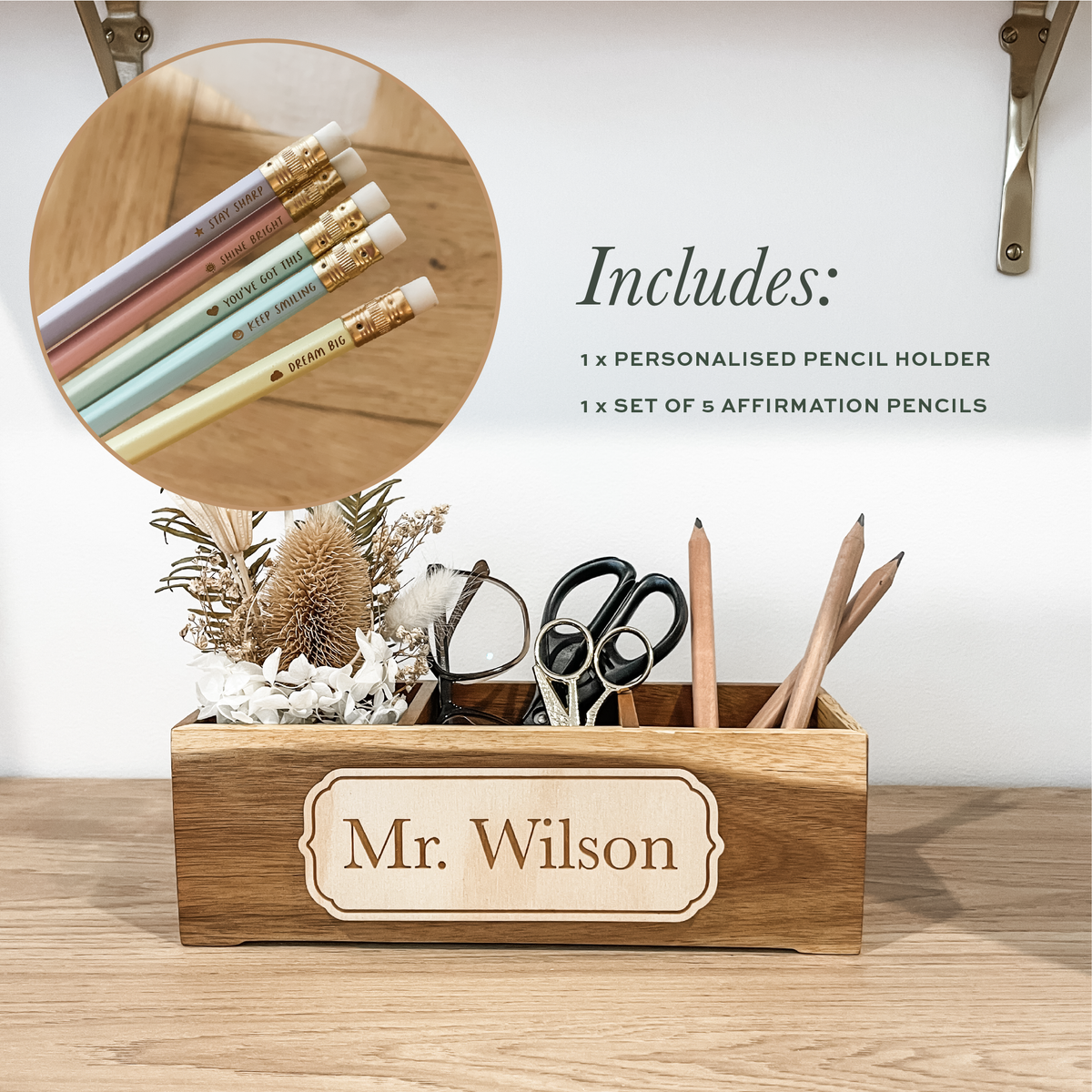 Personalised Pencil Holder - Plaque - Teacher Gifts - Styled