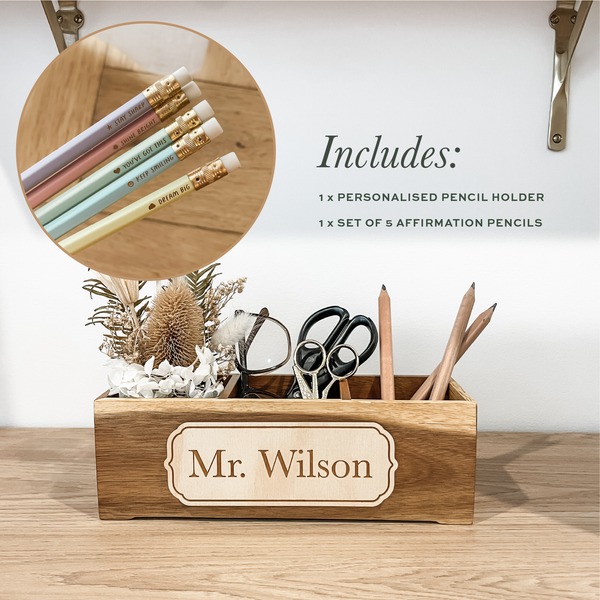 Personalised Pencil Holder - Plaque - Teacher Gifts - Styled