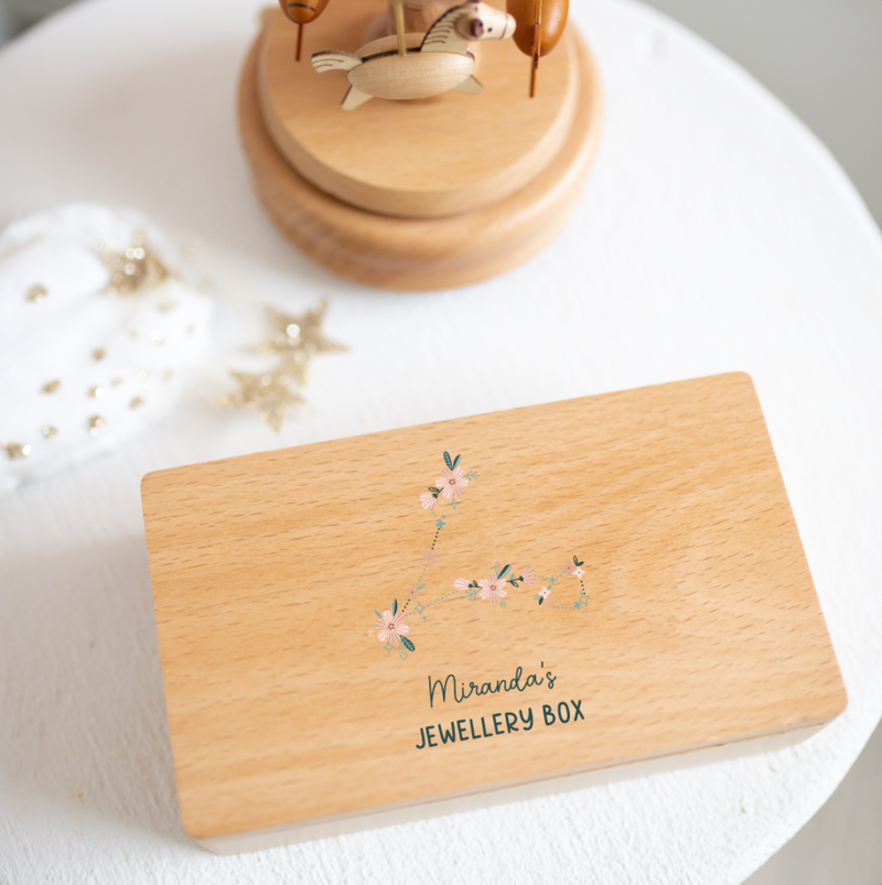 Personalised Wooden Jewellery Box - Zodiac Constellations