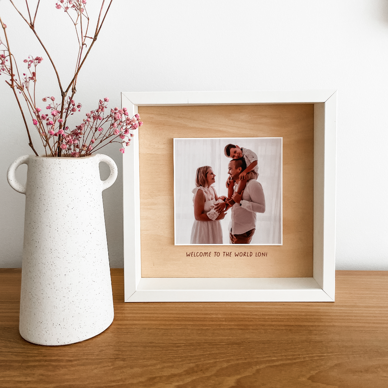 Etched Timber Photo Frame - Single Photo Print