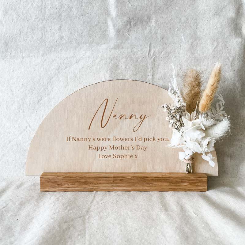 Etched Semi-Circle Plaque - Natural Bouquet