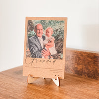 Cork Photo gift Plaque for Father's Day with stand